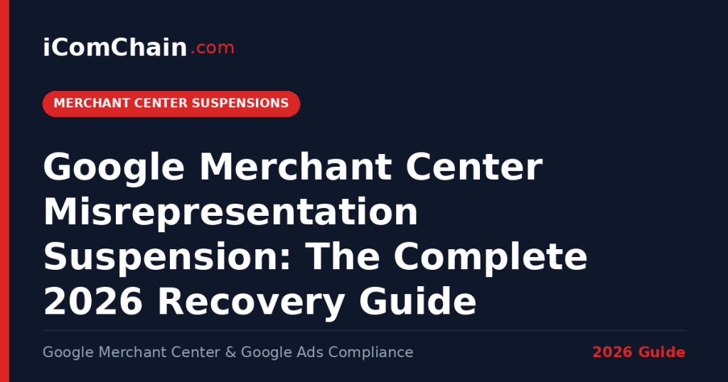 Google Merchant Center misrepresentation suspension recovery guide 2026 — iComChain
